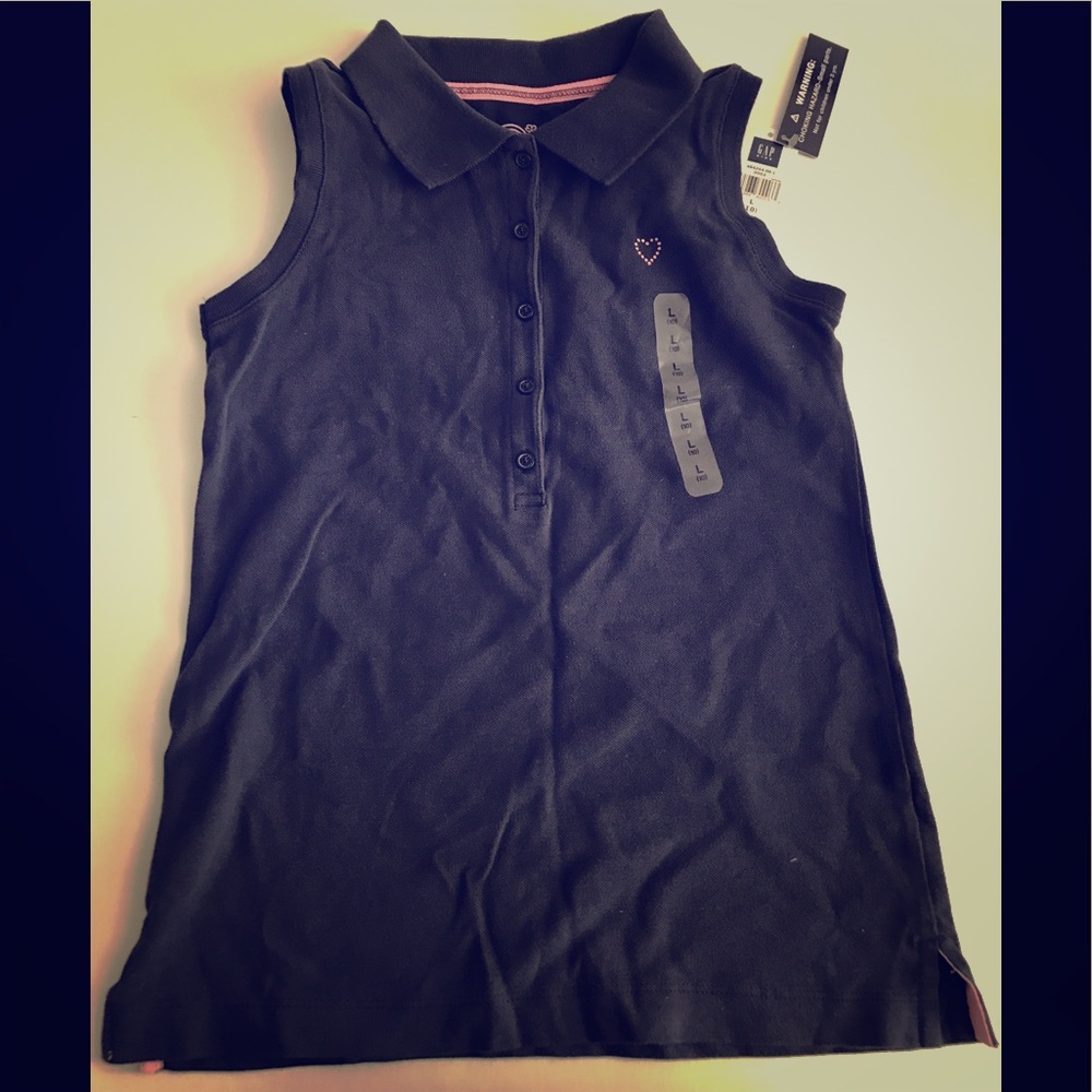 👚 GAP Kids navy cotton sleeveless polo top NWT